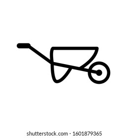 Wheel barrow icon design template, outlined style, editable stroke
