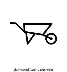 Wheel barrow icon design template, outlined style, editable stroke