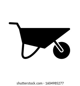 Wheel barrow icon design template, glyph style, flat vector