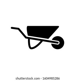 Wheel barrow icon design template, glyph style, flat vector