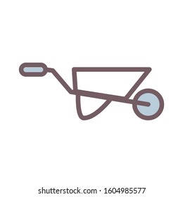 Wheel barrow icon design template, color style