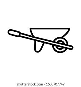 Wheel barrow icon design template, vector icon designed in line style, editable stroke icon on white background, can be used for web, mobile, UI and various needs of your project