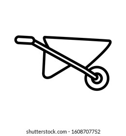 Wheel barrow icon design template, vector icon designed in line style, editable stroke icon on white background, can be used for web, mobile, UI and various needs of your project