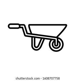 Wheel barrow icon design template, vector icon designed in line style, editable stroke icon on white background, can be used for web, mobile, UI and various needs of your project