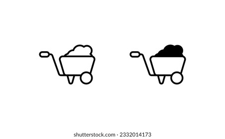 Wheel Barrow icon design with white background stock illustration