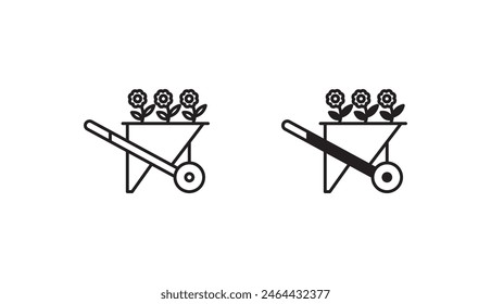 Wheel barrow icon design with white background stock illustration