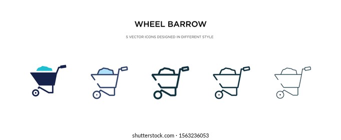 wheel barrow icon in different style vector illustration. two colored and black wheel barrow vector icons designed in filled, outline, line and stroke style can be used for web, mobile, ui