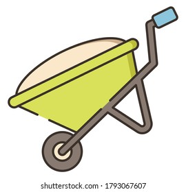 Wheel barrow icon illustration flat design