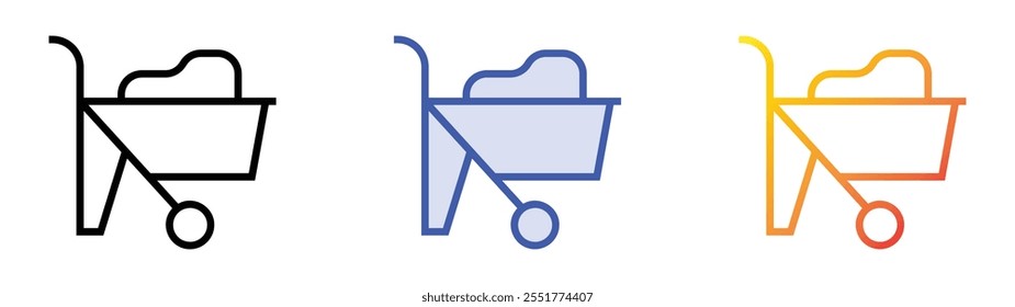 wheel barrow icon. Linear, Blue Fill and Gradient Style Design Isolated On White Background