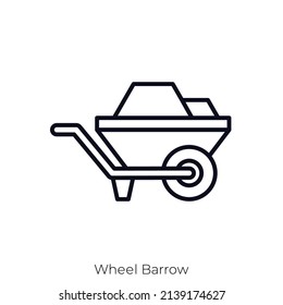 Wheel Barrow icon. Outline style icon design isolated on white background