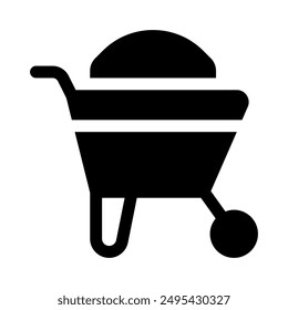 wheel barrow icon with style glyph