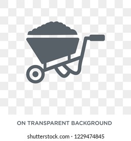 Wheel barrow icon. Trendy flat vector Wheel barrow icon on transparent background from Construction collection. 