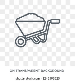 Wheel barrow icon. Trendy flat vector Wheel barrow icon on transparent background from Construction collection. High quality filled Wheel barrow symbol use for web and mobile
