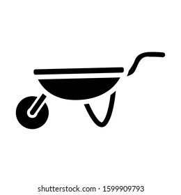 Wheel barrow icon vector in flat design