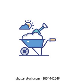 Wheel barrow  illustration style icon. EPS 10 file