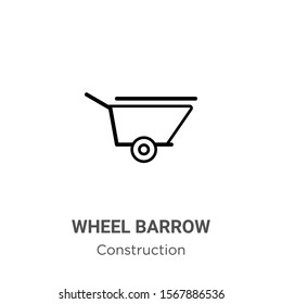 Wheel barrow outline vector icon. Thin line black wheel barrow icon, flat vector simple element illustration from editable construction concept isolated on white background