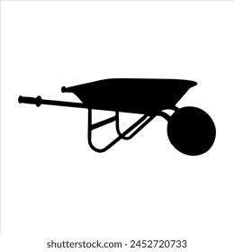 Wheel barrow silhouette icon logo vector illustration isolated on white background