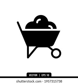 Wheel Barrow Silhouette Symbol Vektorgrafik, Illustration Logo Vorlage im trendigen Stil. Geeignet für viele Zwecke.