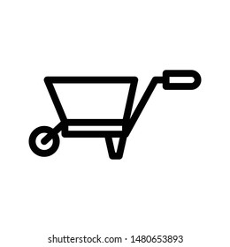 wheel barrow thin line vector icon