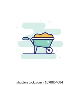 Wheel Barrow vector filled outline icon style illustration. EPS 10 file 