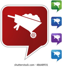 Wheel barrow web button isolated on a background