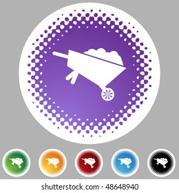 Wheel barrow web button isolated on a background