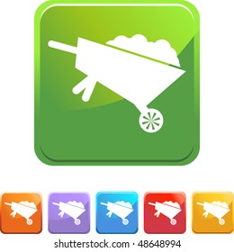 Wheel barrow web button isolated on a background