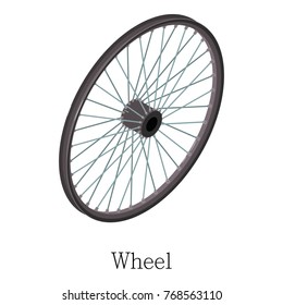 Wheel bicycle icon. Isometric illustration of wheel bicycle vector icon for web