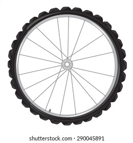 Wheel from bicycle on white background is insulated