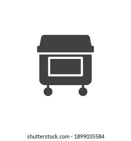 Wheel bin vector icon. Dumpster can filled flat sign for mobile concept and web design. Garbage container glyph icon. Symbol, logo illustration. Vector graphics