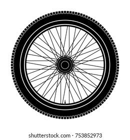 Wheel. Black icon. Vector illustration