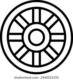Wheel black line style vector illustration