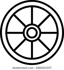 Wheel black line style vector illustration