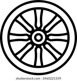 Wheel black line style vector illustration