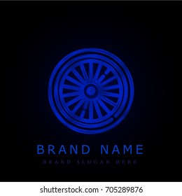 Wheel blue chromium metallic logo