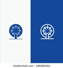 Wheel, Boat, Ship, Ship Line and Glyph Solid icon Blue banner Line and Glyph Solid icon Blue banner