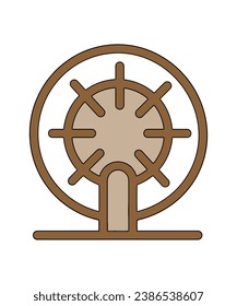 Wheel, Boat, Ship, Ship line icon vector