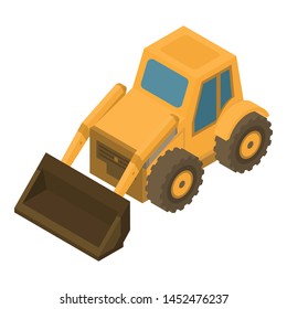 Wheel bulldozer icon. Isometric of wheel bulldozer vector icon for web design isolated on white background