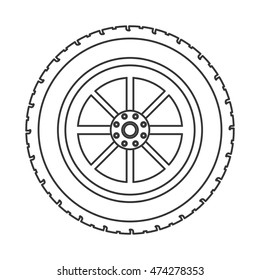 wheel car automobile circle machine part icon. Flat and Isolated design. Vector illustration