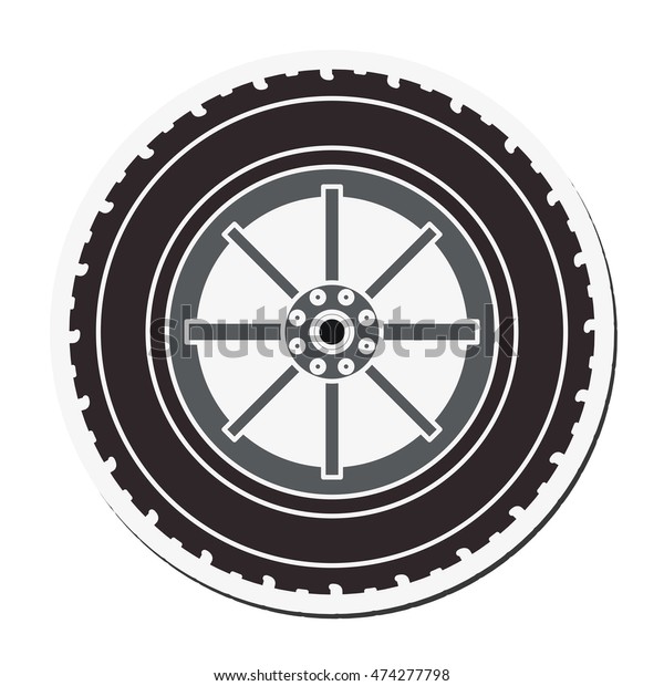 wheel car automobile circle machine\
part icon. Flat and Isolated design. Vector\
illustration