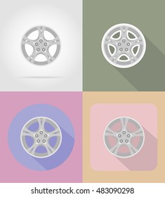wheel for car flat icons vector illustration isolated on background