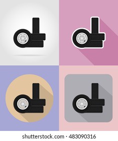 wheel for car flat icons vector illustration isolated on background