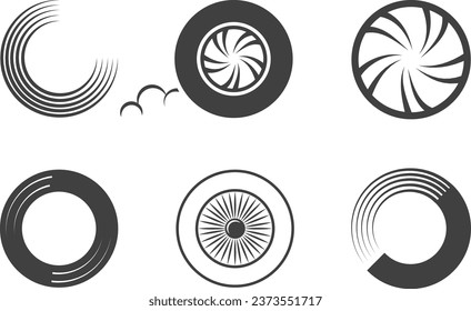 Wheel car icon set isolated on white. Vector illustration.