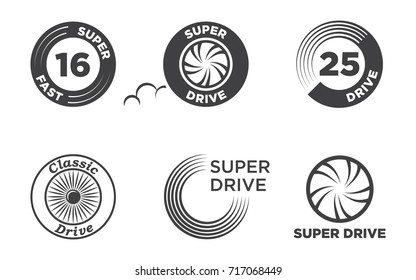 Wheel car icon set template logo. Vector illustration