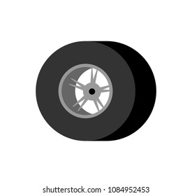 Wheel car isolated, Black tire. Vector illustration