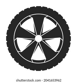 Icono del vector del vehículo de la rueda.Icono del vector negro aislado en el coche de la rueda de fondo blanca.