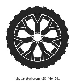 Icono del vector del vehículo de la rueda.Icono del vector negro aislado en el coche de la rueda de fondo blanca.