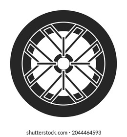 Wheel car vector icon.Black vector icon isolated on white background wheel car.