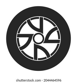 Wheel car vector icon.Black vector icon isolated on white background wheel car.