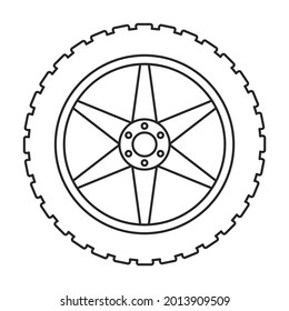 Wheel car vector icon.Outline vector icon isolated on white background wheel car.